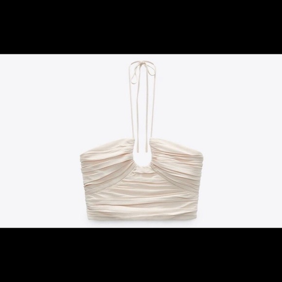 NEVER WORN Zara crop top pink, cream, ballet slipper pink. XS - Picture 2 of 3